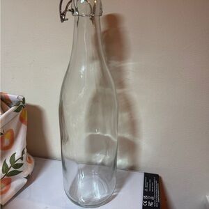 Clear Glass Bottle with Metal Clamp